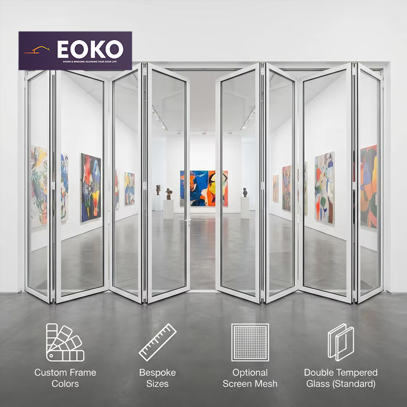 EOKO White Slim Frame Exhibition Gallery Minimalist Art Space Aluminum Bi-fold Glass Door