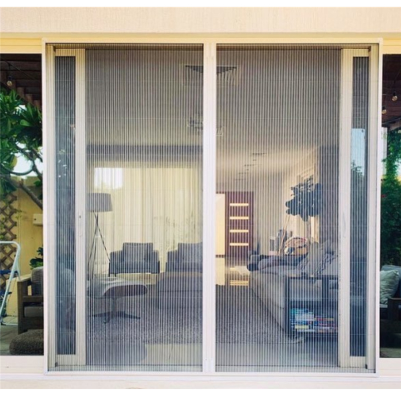 Retractable Anti-Insect Horizontal Open Fly Screen Door With Pleated Mesh Anti-Mosquito Net &amp; Folding Design