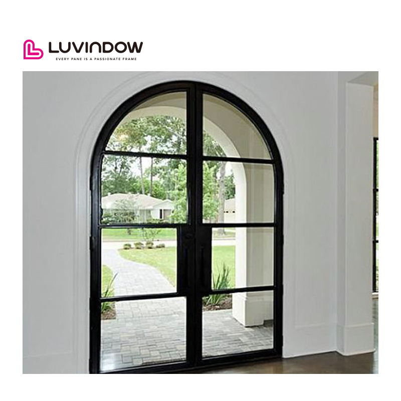 Luvindow TEXAS Aluminum French Design Mother And Son Double Open Door Aluminum Entry Hinged Door Glass Pivot Door Modern