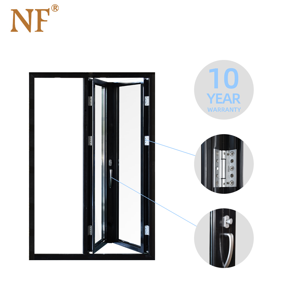 Double Tempered Glass Aluminum Alloy Waterproof Folding Modern Kitchen Design Horizontal Opening Bifolding Window With Screen