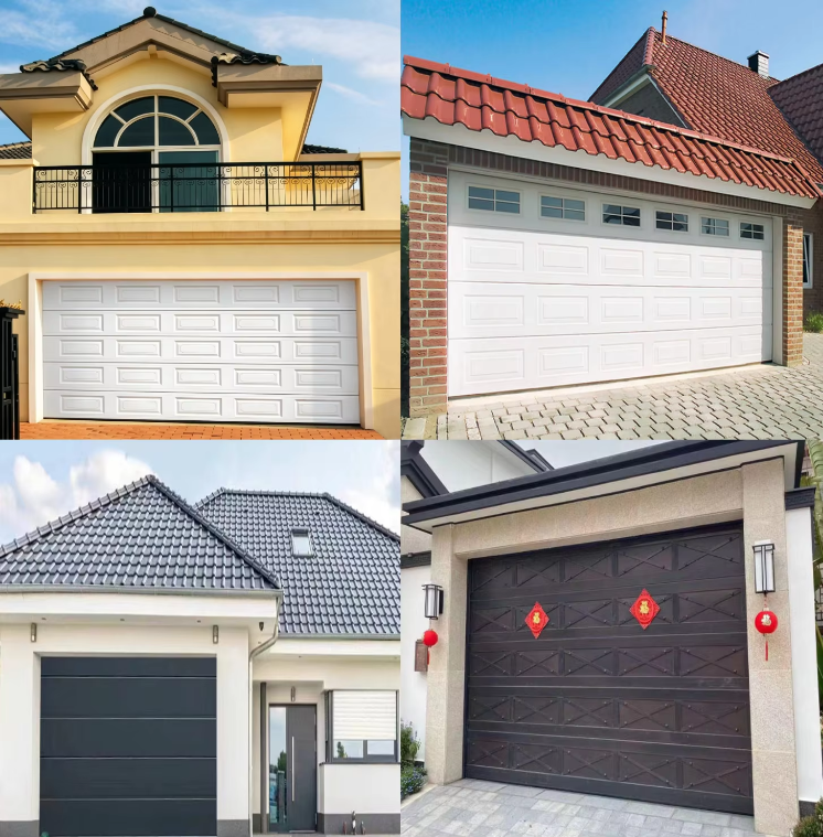 Hot Sell Modern Design Full View Aluminum Steel Tempered Automatic Sandwich Panel Overhead Sectional Steel Foam Garage Door