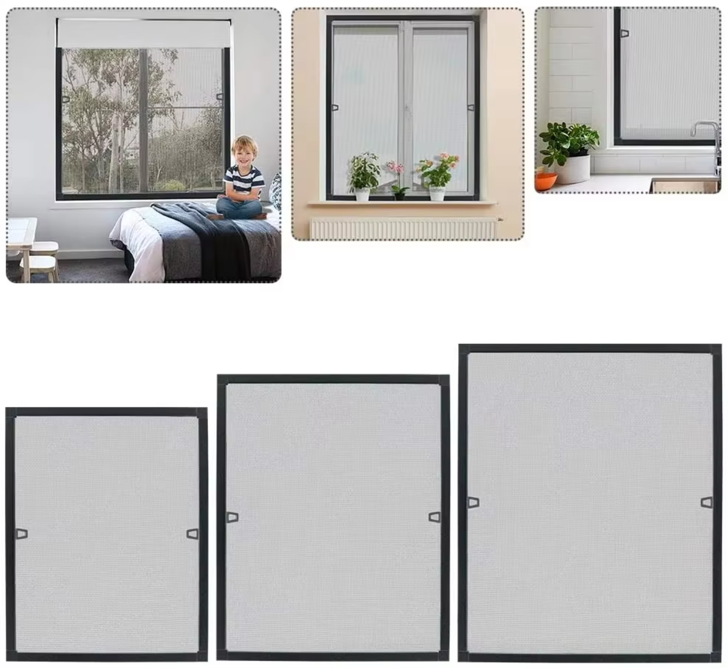 Durable Mosquito Net Plastic Corner Fixed Mesh windows Aluminum Frame DIY Fiberglass Framed Screen Window