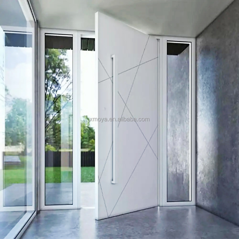 Modern Villa Exterior Steel Metal Front Entry Pivot Doors Iron Exterior Security Front Entry Door for Houses Main Entrance Door