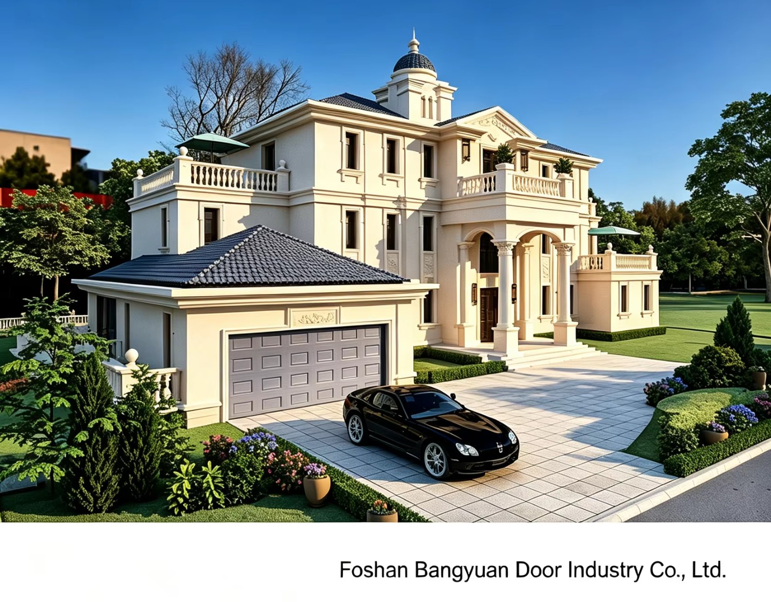 Hot Sell Modern Design Full View Aluminum Steel Tempered Automatic Sandwich Panel Overhead Sectional Steel Foam Garage Door