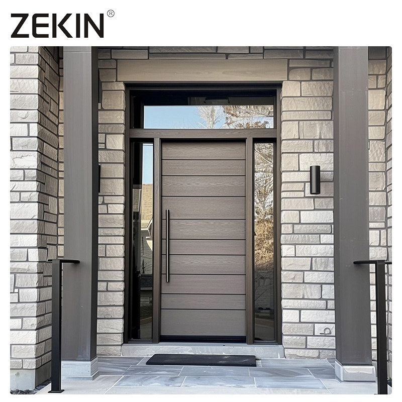 ZEKIN Custom Large Hous Metal Front Entrance Double Door Modern Security Design Armored Aluminum Exterior Door