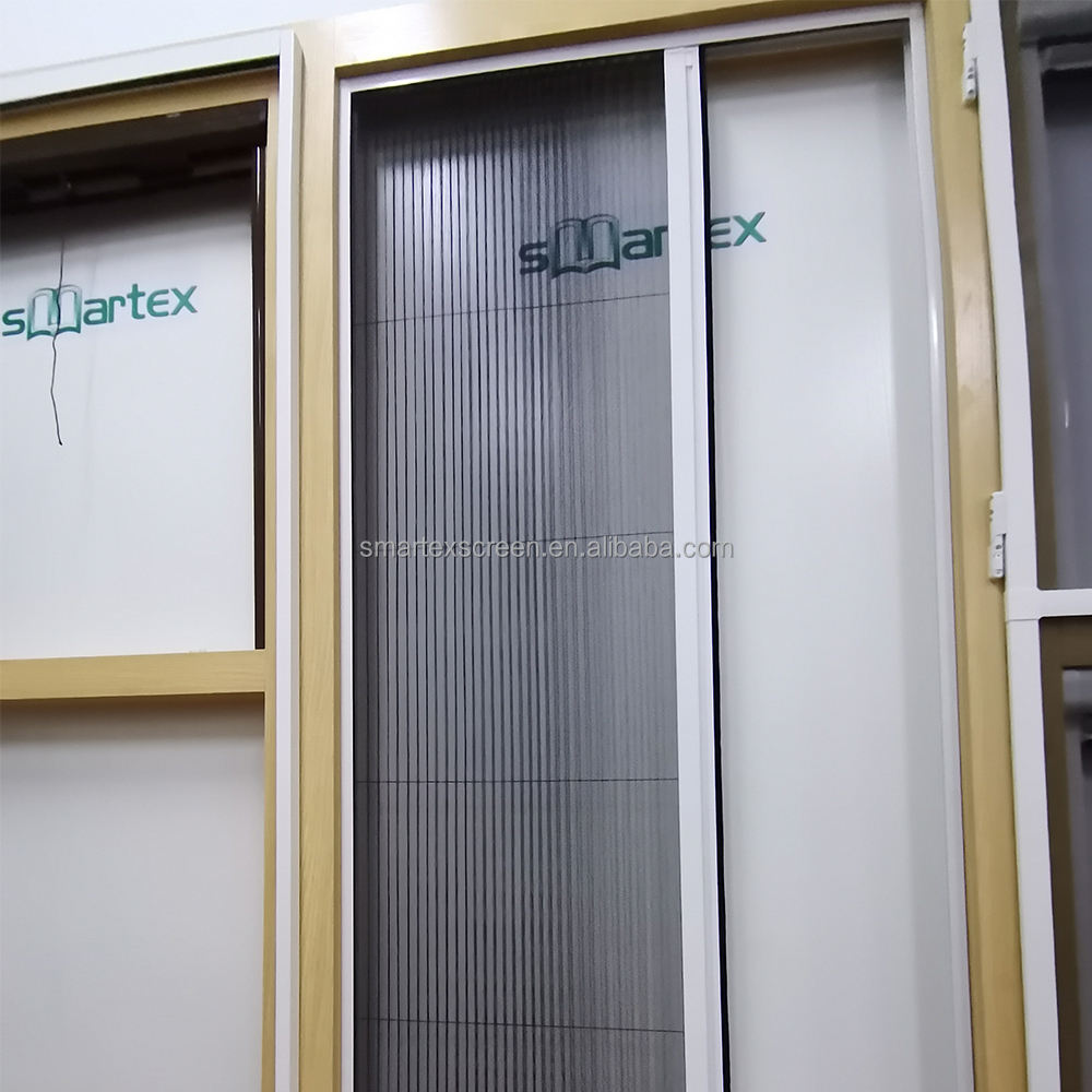 Sturdy Construction Pleated Folding Fly Mesh Aluminium Frame Anti Insect Polyester Screen Door