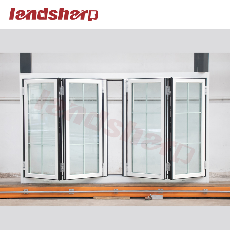 Landsharp Anti-Theft White Window Folding up Windows Terrace Double Glazing Aluminum Profiles for Windows and Doors