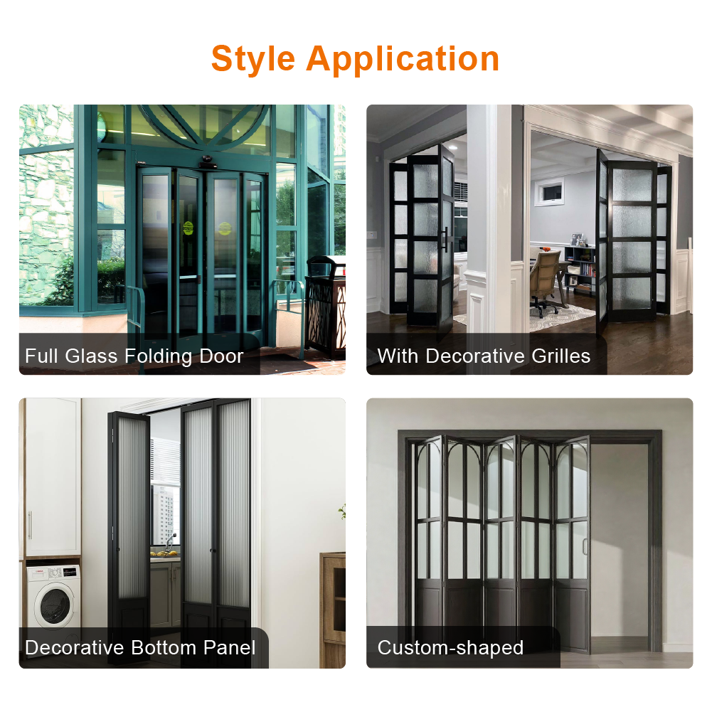 Soft Close System Interior Folding Door House Custom Size Lift and Folding Door Aluminum Frame Glass Bifold Door