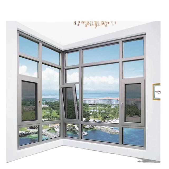 Fuson Window Fix Inward Opening Casement Glass Replacement Window Residential White French Aluminum Double Glass Casement Window