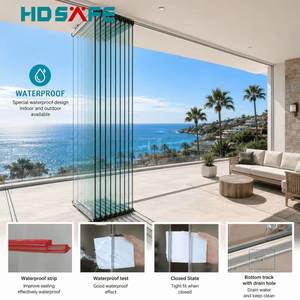 Modern Aluminum Folding Glass Door System Frameless Bifold