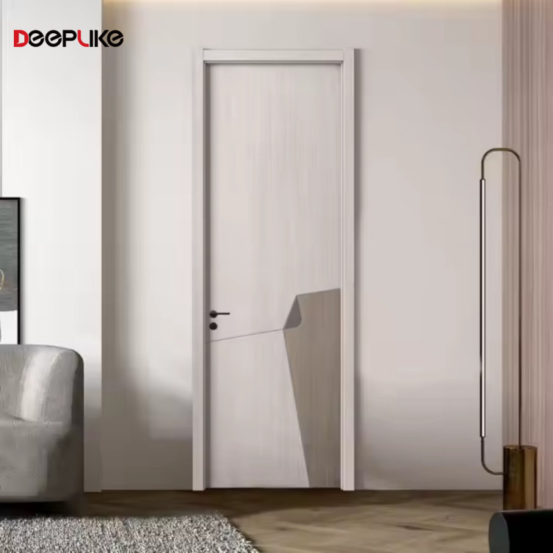 Modern Aluminum Frame Slab Interior Door Waterproof Polymer Solid Wood MDF Fire Prevention Finished for Villa Bedroom