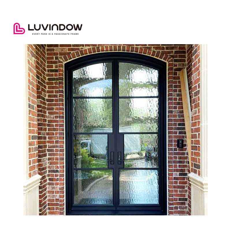 Luvindow TEXAS Aluminum French Design Mother And Son Double Open Door Aluminum Entry Hinged Door Glass Pivot Door Modern