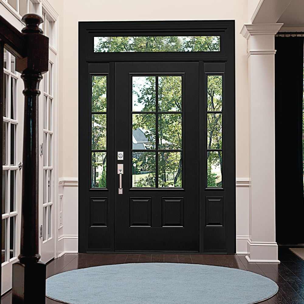 Extra Large Aluminum Entry Door with Solid Wood and Glass Sidelight