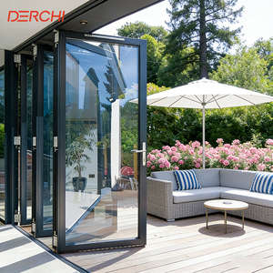 Outdoor Aluminum Double Glass Bi-Folding Waterproof Patio Balcony Doors